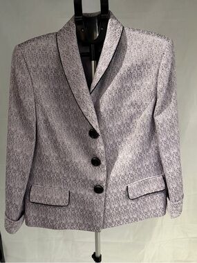 Le Suit Separates 14 Lilac & black print 3-button blazer jacket notched NEW